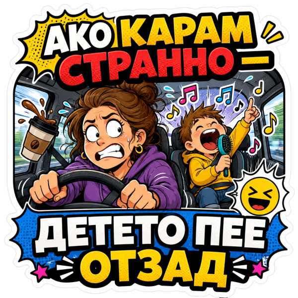Стикер "Детето пее отзад"