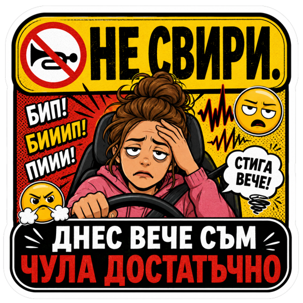 Стикер "Не свири,днес съм чула достатъчно"