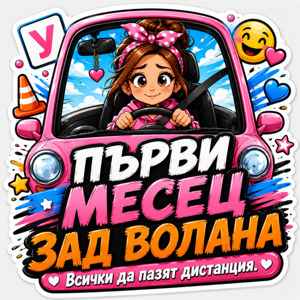 Стикер "Първи месец зад волана"