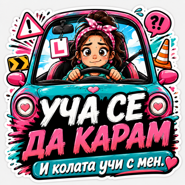 Стикер "Уча се да карам"