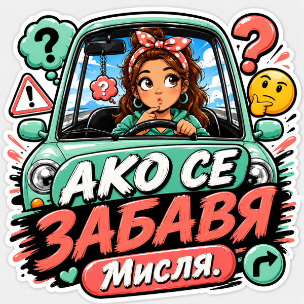 Стикер "Ако се забавя, мисля!"