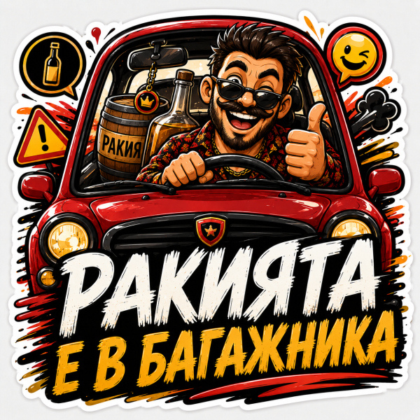 Стикер "Ракията е в багажника"