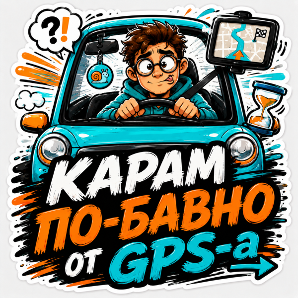 Стикер "Карам по-бавно от GPS-a"