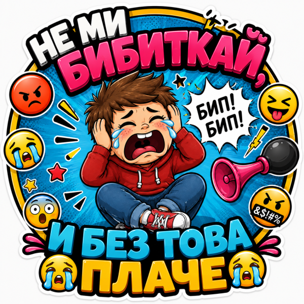 Стикер Не бибиткай, и без това плаче"