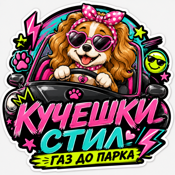 Стикер "Кучешки стил, газ до парка"