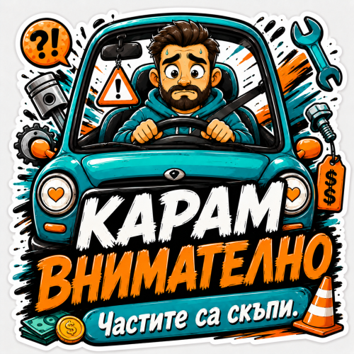 Стикер "Карам внимателно, частите са скъпи"